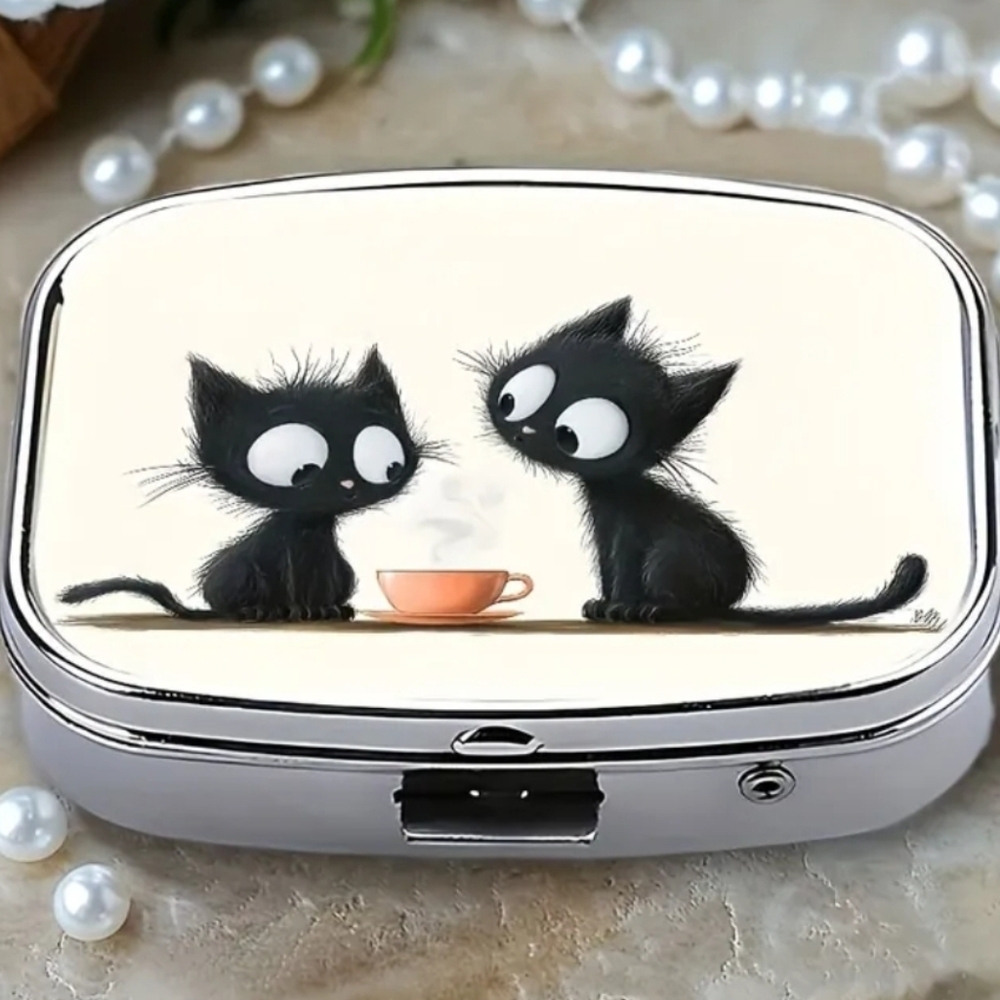 Cute Black Cat Pill Box